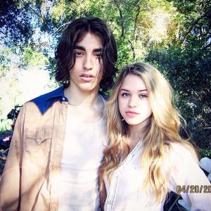 On set for True Blood with Blake Michael