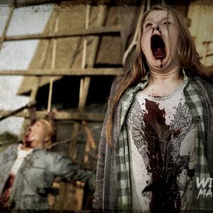 Still from teaser The Windmill Massacre with Roos Netjes