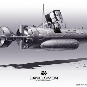 Daniel Simon's 3D design for the Hydra Submarine, featured in 