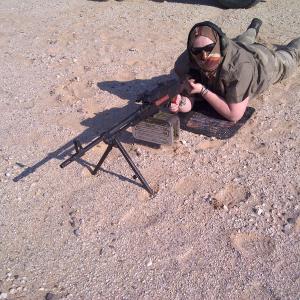 Out in the Desert again (in a sand storm) with my trusty RPK - test firing.