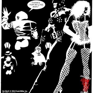 Comic drawn by Frank Miller of character played by Heaven Fearn in Sin City A Dame to Kill For 2014