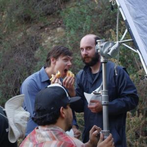 Actorproducers Matthew Currie Holmes and Jack Bennett on the set of THE DUMP