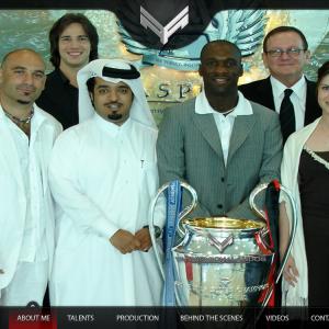 Yannis Saad AlKharji Geoffrey Schuhkraft  Clarence Seedorf with the 2007 Champions League Trophy at the Aspire Sports Academy in Doha