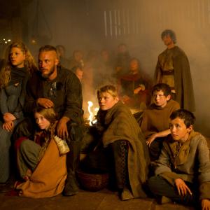 Still of Katheryn Winnick Travis Fimmel Nathan OToole and Ruby OLeary in Vikings Burial of the Dead 2013