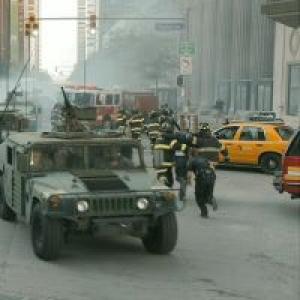 David Goebel in Avengers  Man running away  With New York Police and New York Fire in Battle of New York