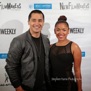 Rick Mancia and East Los High cast mate Vivian Lamolli attend the world premiere of Cry Now at the ATT Center in Los Angeles California