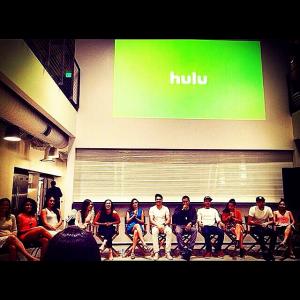 Rick Mancia answers questions at a private screening and QA for East Los High at the Hulu headquarters with cast director and producers