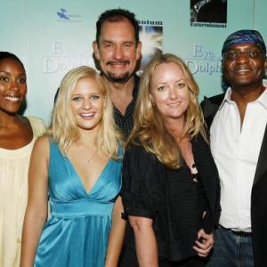 HOLLYWOOD CA  AUGUST 21 LR Actors Christine Adams Carly Schroeder writerdirector Michael D Sellers producer Susan Johnson and actor George Harris attend the premiere of film Eye of the Dolphin on August 21 2007 at The Cinerama Dom