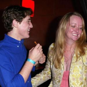 HOLLYWOOD  AUGUST 9 Actor Trevor Morgan and Producer Susan Johnson talk at the premiere after party of Mean Creek held on August 9 2004 at the Forbidden City night club in Hollywood California
