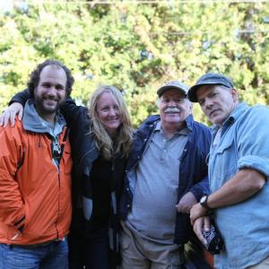 ST. MARYS, GA L-R Writer/director Jesse Wolfe, producer Susan Johnson, actor Brian Doyle-Murray, actor Campbell Scott on the set of 'Eye of the Hurricane' on October 28, 2010