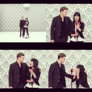 Meeghan Henry and Justin Timberlake at Target Commercial 2013