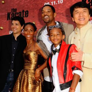 Will Smith, Jackie Chan, Jada Pinkett Smith, Ralph Macchio and Jaden Smith at event of The Karate Kid (2010)