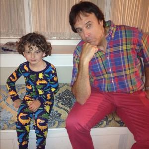 Auggie with Kevin Nealon on set of 