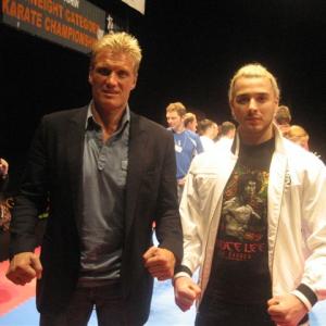 At The Kyokushin Kai Karate Tournament With Fellow Actor and Movie Star  Dolph Lundgren 2009