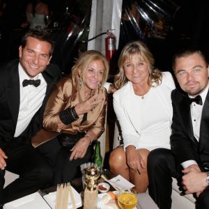 Actor Bradley Cooper, mother Gloria Campano, (R) Actor Leonardo DiCaprio, and (2nd-R) mother Irmelin Indenbirken attend The Weinstein Company & Netflix's 2014 Golden Globes After Party