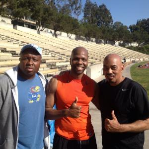 Drake stadium workouts with James Ingram on right and Steve Harris
