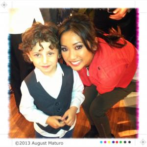 With Brenda Song on set of Dads