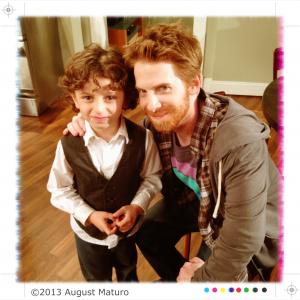 On set of DADS with Seth Green
