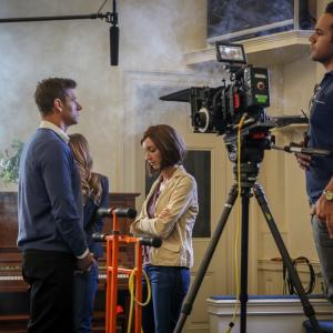 Jessica Sirls and Brian Haugen on set The Reason