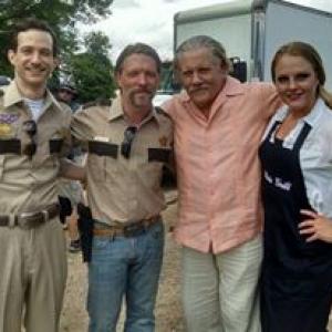Joseph VanZandt, Miles Doleac, William Forsythe, Robin Lee Canode on set of 'The Hollow'