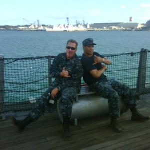 Joseph Wilson with Jordan Kirkwood playing Chief Petty Officer Hayes in Peter Bergs Battleship