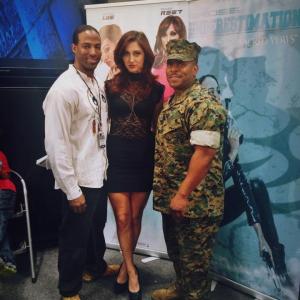 Denise J Reed with LaMard Wingster and Demetrius Angelo of ASCTroopers Touch Ent at New York Comic Con 2014 promoting her action film Open Asset