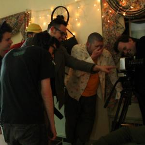 Director Mike Acosta, DP Justin Wallace, and crew on set of Devolve Babylon.