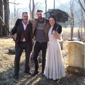 behind the scenes with director Philippe Grenade-Willis (center) and co star Amber Ford (right) for Silent Rider's music video for 