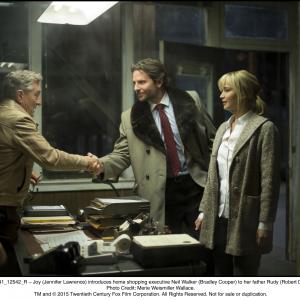 Still of Robert De Niro, Bradley Cooper and Jennifer Lawrence in Joy (2015)