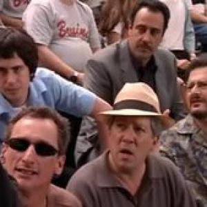 Jeff Geddis, Brad Garrett, Wayne Knight, Peter Riegert, and Matt Craven in Bleacher Bums.