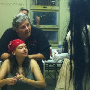 Kim Kleemichen (Rosie) Frank S. Petrilli (Director) and Pamela Rose Cichy (La Llorona) in between takes during shooting of PLAY HOOKY:Innocence Lost.