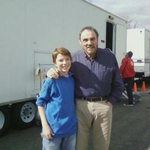 Logan on set of The Golden Shoes with Jon RhysDavies