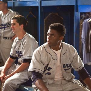 Still of Hamish Linklater, Chadwick Boseman and Blake Sanders in 42 (2013)