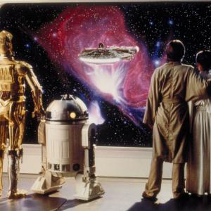 Still of Anthony Daniels, Carrie Fisher, Mark Hamill and Kenny Baker in Zvaigzdziu karai. Imperija kontratakuoja (1980)