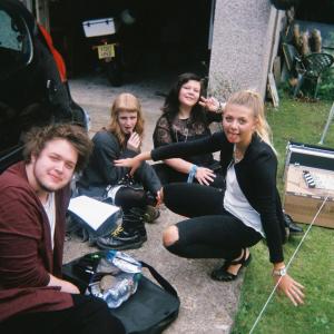 Gage Oxley on set of Beneath the Shadows (L-R) Gage Oxley, Anna Keat, Niamh Kirby and Gracie Burton