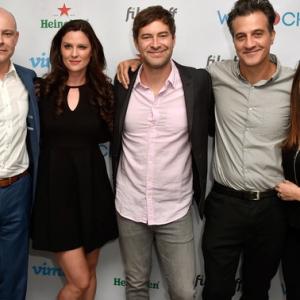 Actors Rob Corddry, Jennifer Lafleur, Mark Duplass, director Ross Partridge, and producer Jen Roskind at the WEDLOCK premiere party.