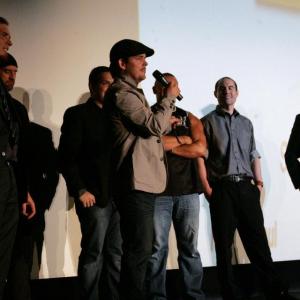 Shaun Piccinino with the cast and crew from The Lackey answering questions about the production.