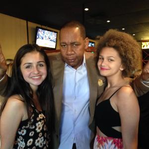Samantha Elizondo with actor Mark Curry and rapper Miss Lela Brown at Scott Baio's party.