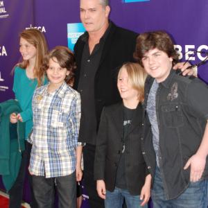 Christian is at the premiere of Snowmen at the Tribeca Film Festival in NYC with Ray Liotta Bobby Coleman Josh Flitter and Carolina Andrus