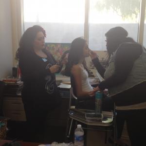 Samantha getting hair and makeup done for the PSA filming for the Santa Monica History Museum She was Lead and did the voice over also