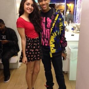 Samantha Elizondo with Torion Sellers on set of filming 2014