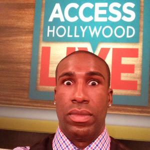 Wide eyed and very much awake on the set of Access Hollywood LIve.