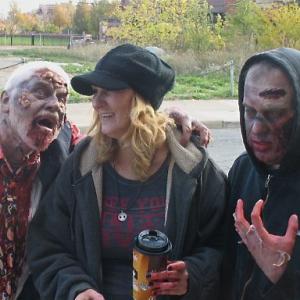 Logan Fry Donna Terwilliger and Dennis J Pank II on set of Zombie Apocalypse Redemption in Detroit MI