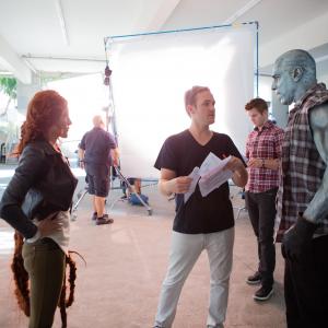 Directing Lou Ferrigno and Rileah Vanderbilt on the set of Avengers Grimm 2015