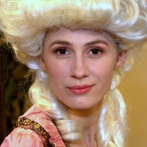 Lydia Baikalova as Queen of England on set of Samuel Adams