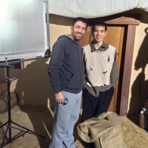 Simon out of costume with Abed Samudera on set of THE RETURN