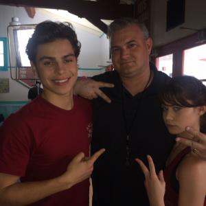 Michael Patrick McGill with Jake T Austin and Amanda Leighton on the set of the ABC Family program THE FOSTERS
