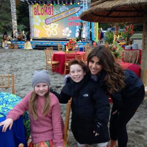 Carter on set of A Fairly Odd Summer with Daniella Monet and Ella Anderson Carter plays Marty
