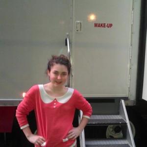Sydney outside of the makeup trailer!