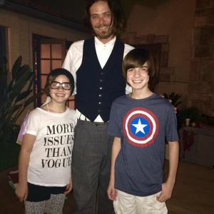 Kadah with Christopher Backus and her brother Jude, on set of Occam's Razor